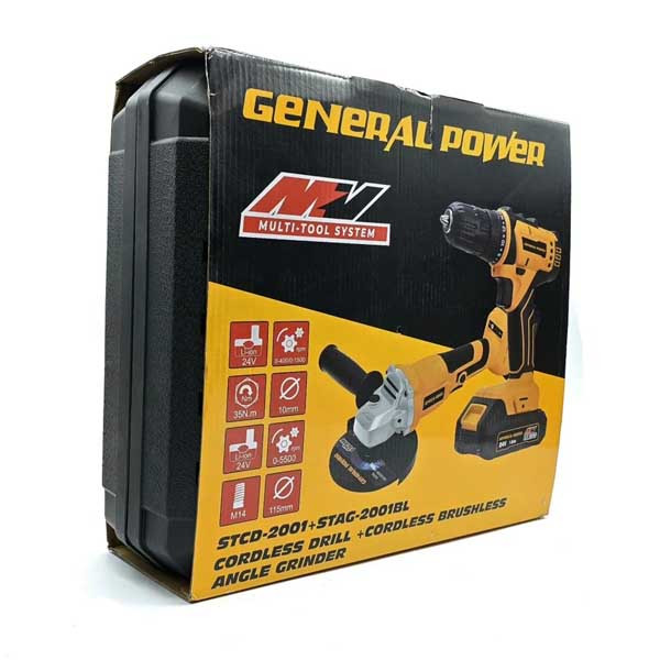 دریل پیچ گوشتی شارژی و مینی فرز شارژی جنرال پاور مدل 24V